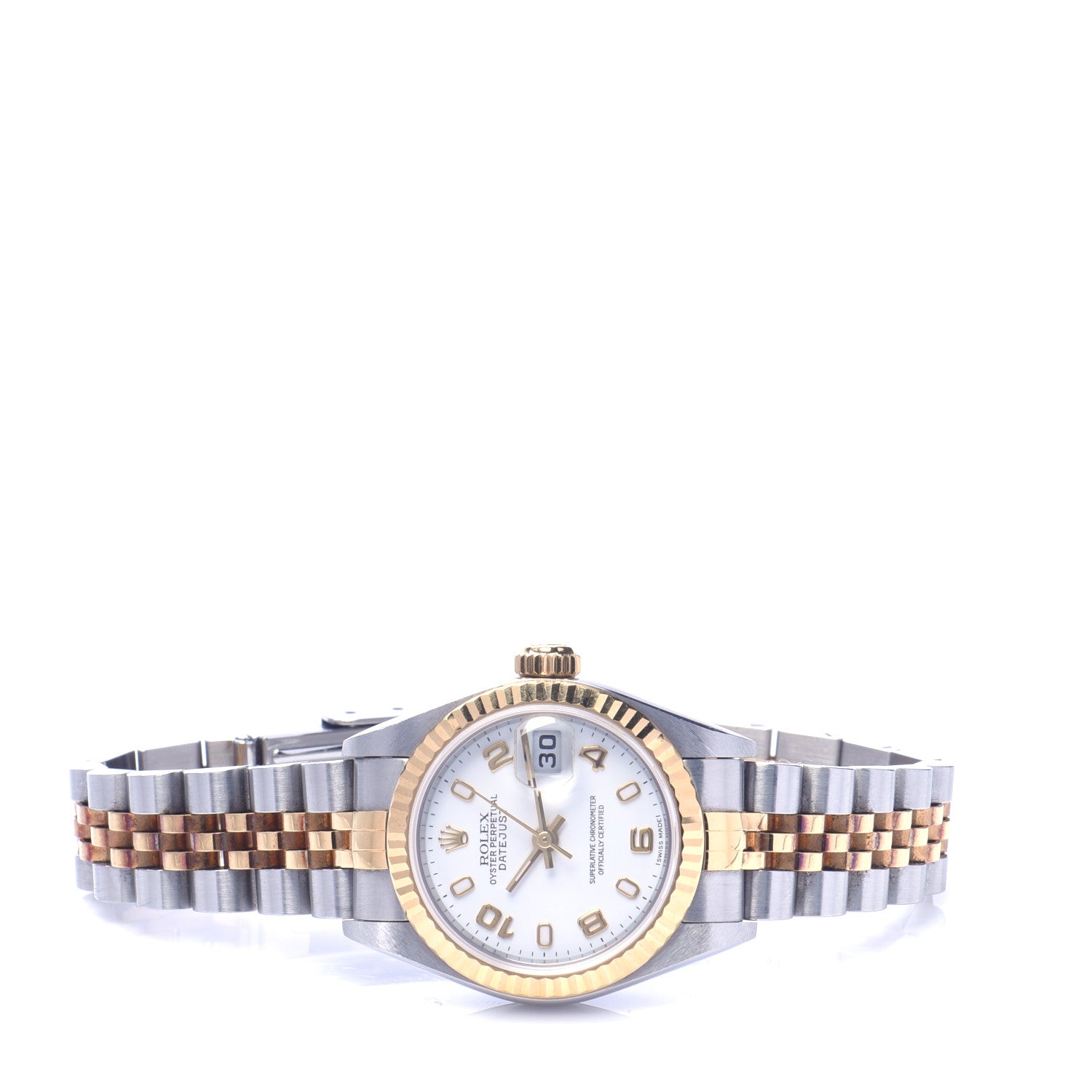 Rolex Stainless Steel 18K Yellow Gold 26mm Oyster Perpetual Datejust Watch White 79173 2 of 7