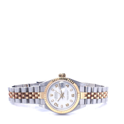 Rolex Stainless Steel 18K Yellow Gold 26mm Oyster Perpetual Datejust Watch White 79173 2 of 7