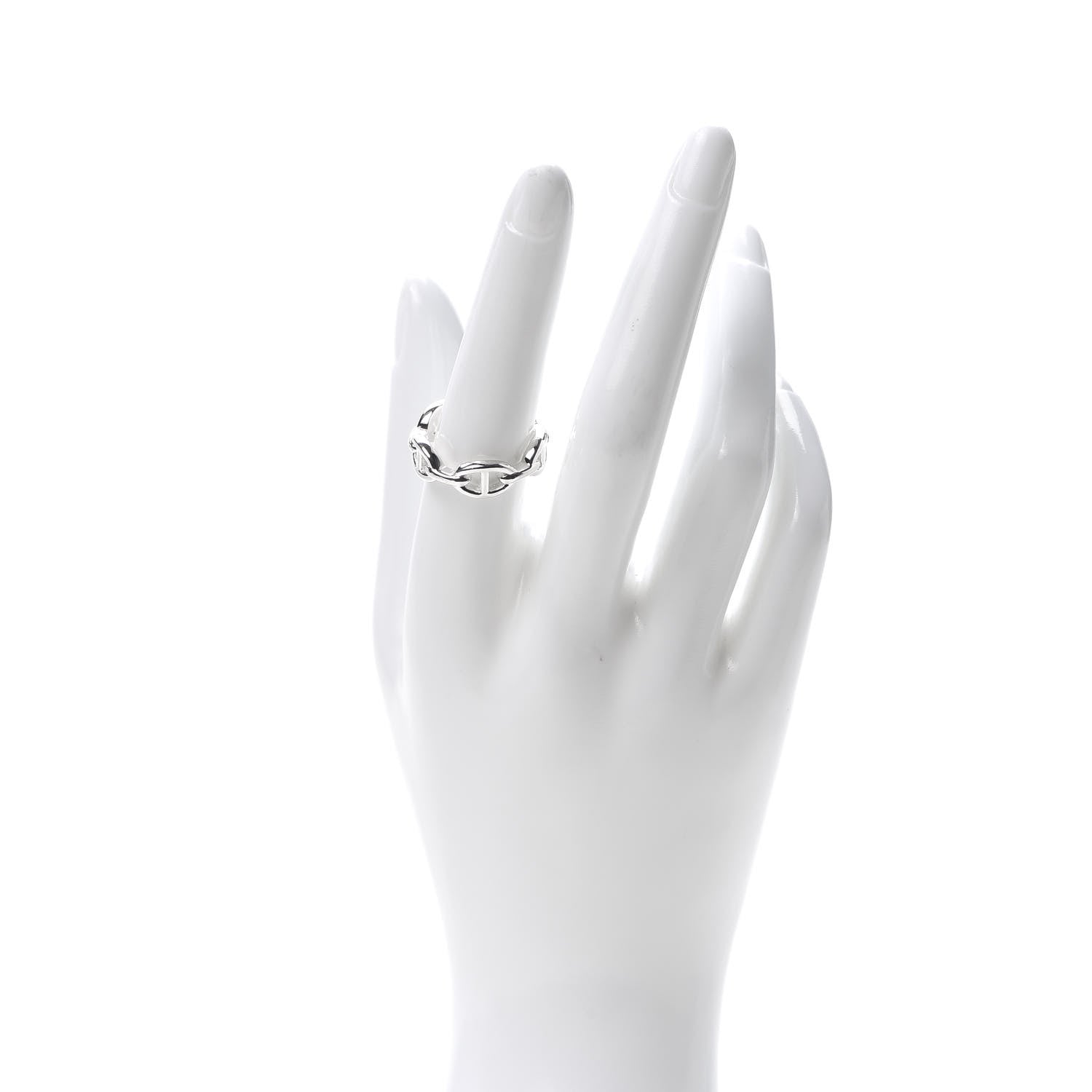 Hermes Sterling Silver PM Chaine d'Ancre Enchainee Band Ring 56 7.5 2 of 7