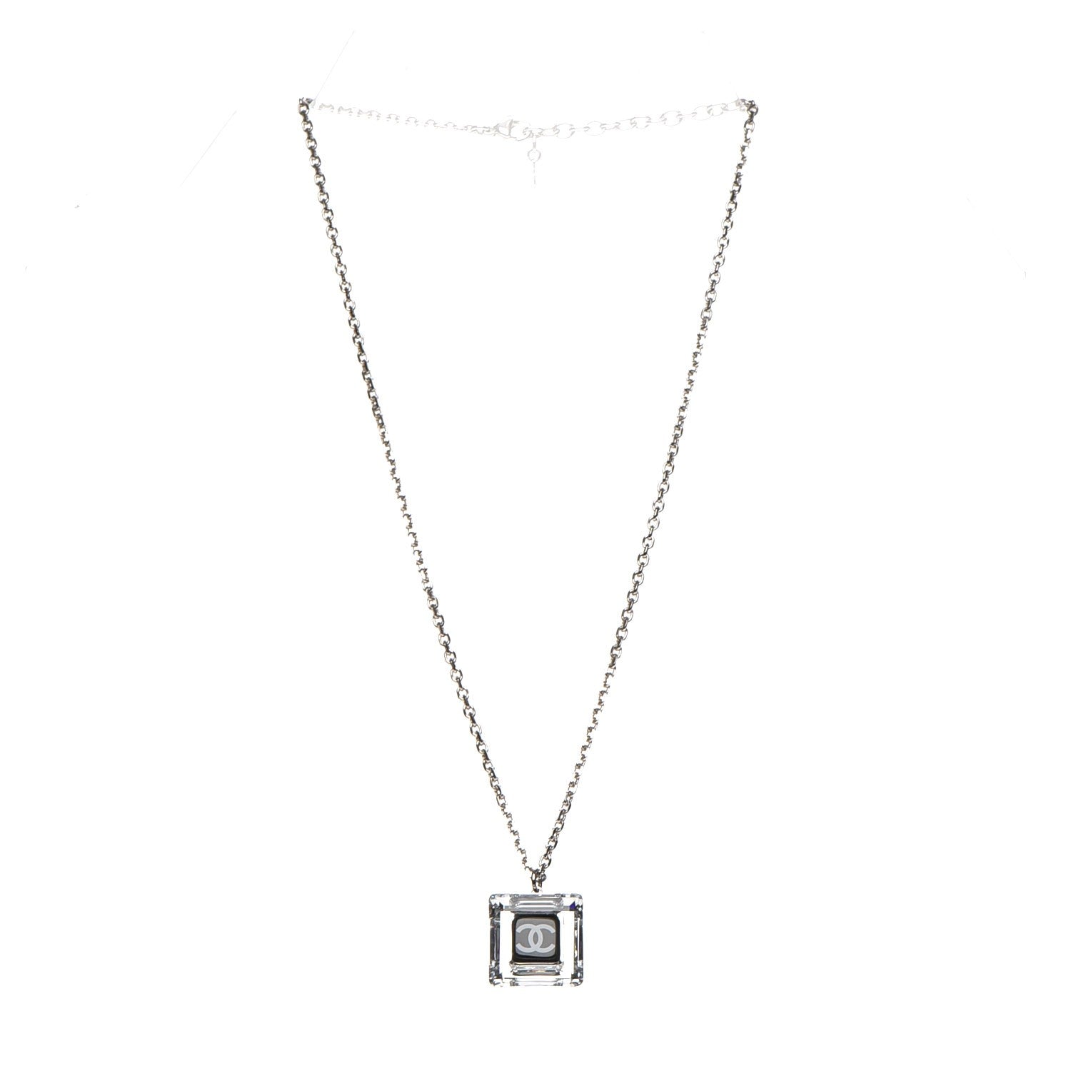 Chanel Crystal CC Square Pendant Necklace 3 of 6