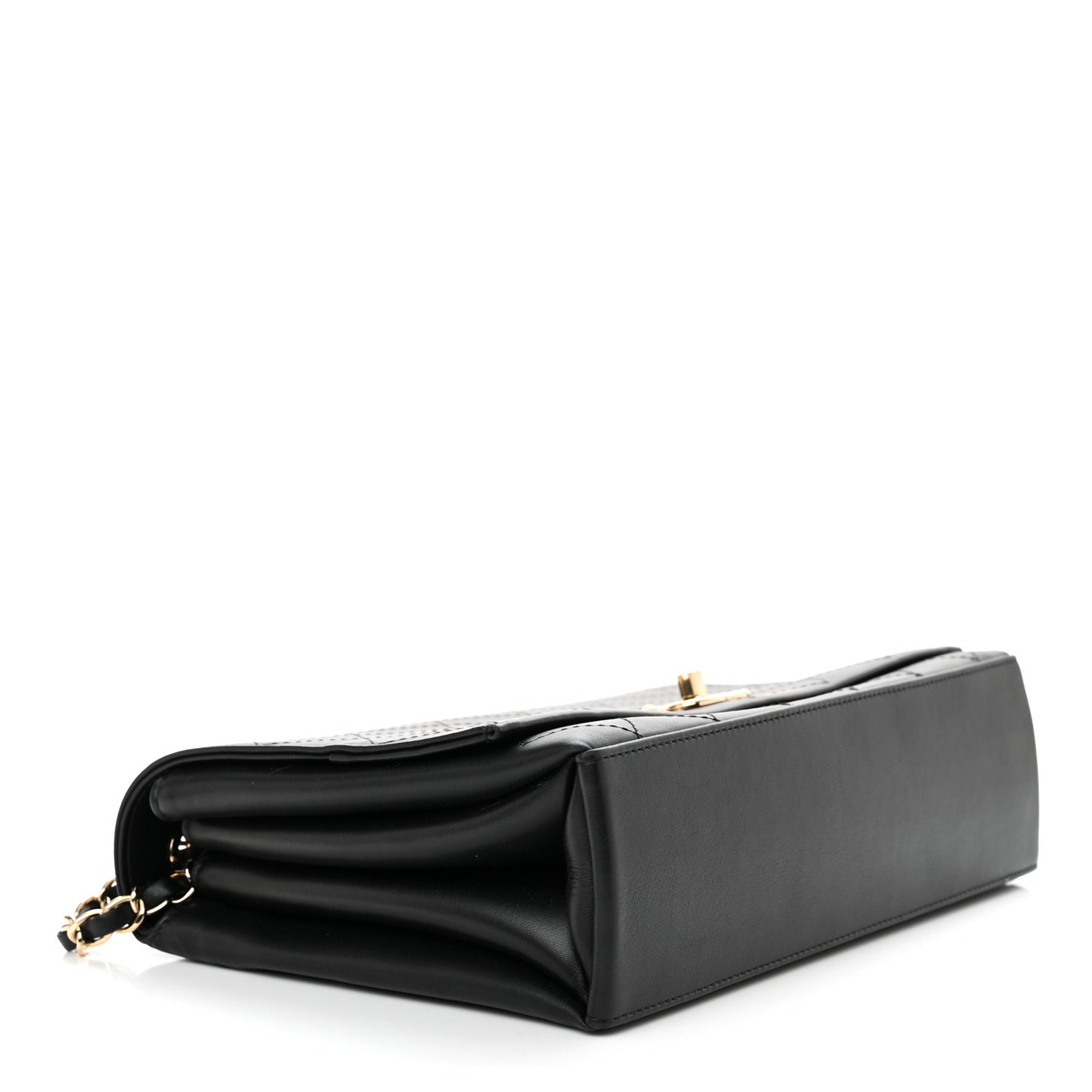 Calfskin Stitched Large Flap Black