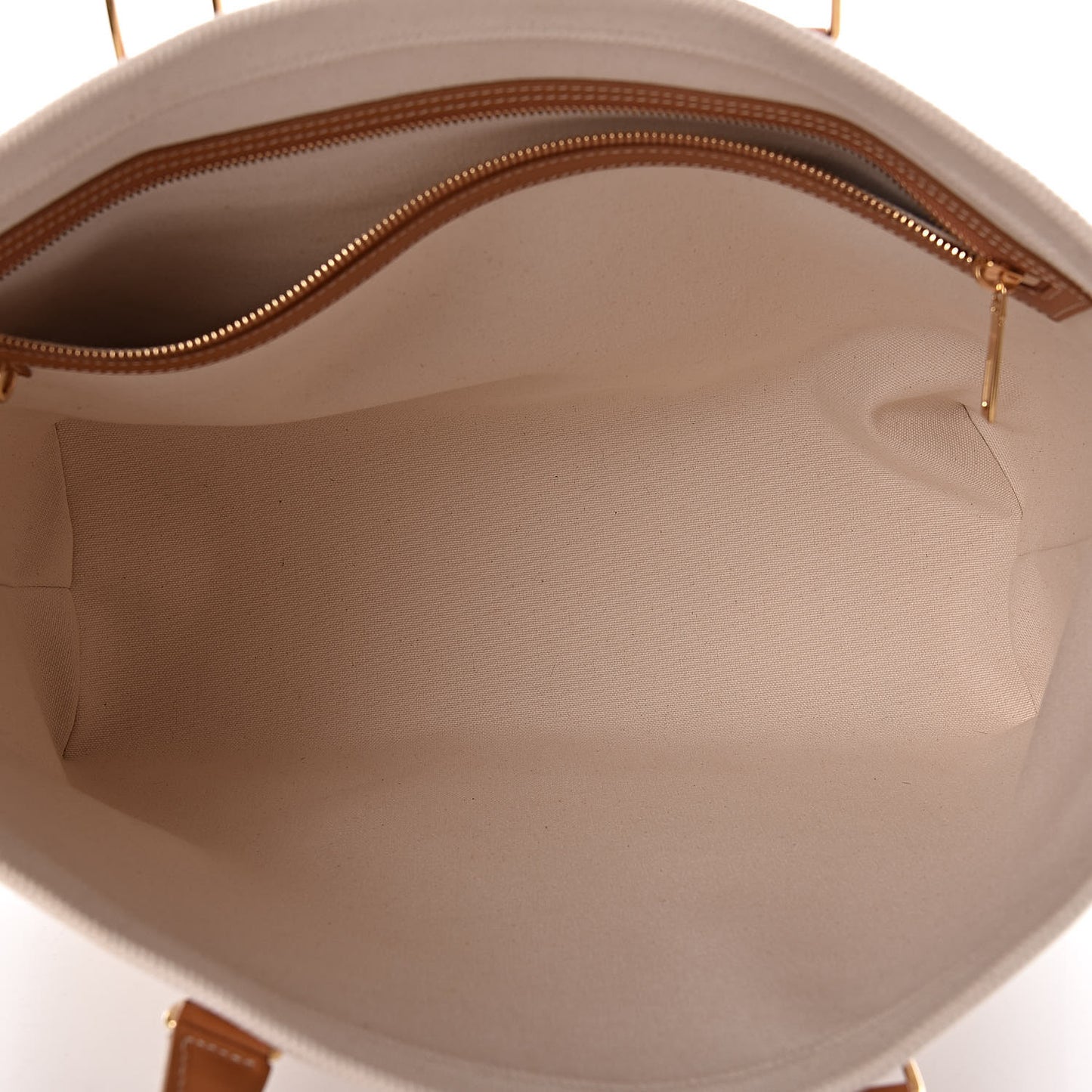 Canvas Calfskin Horizontal Cabas Natural Tan
