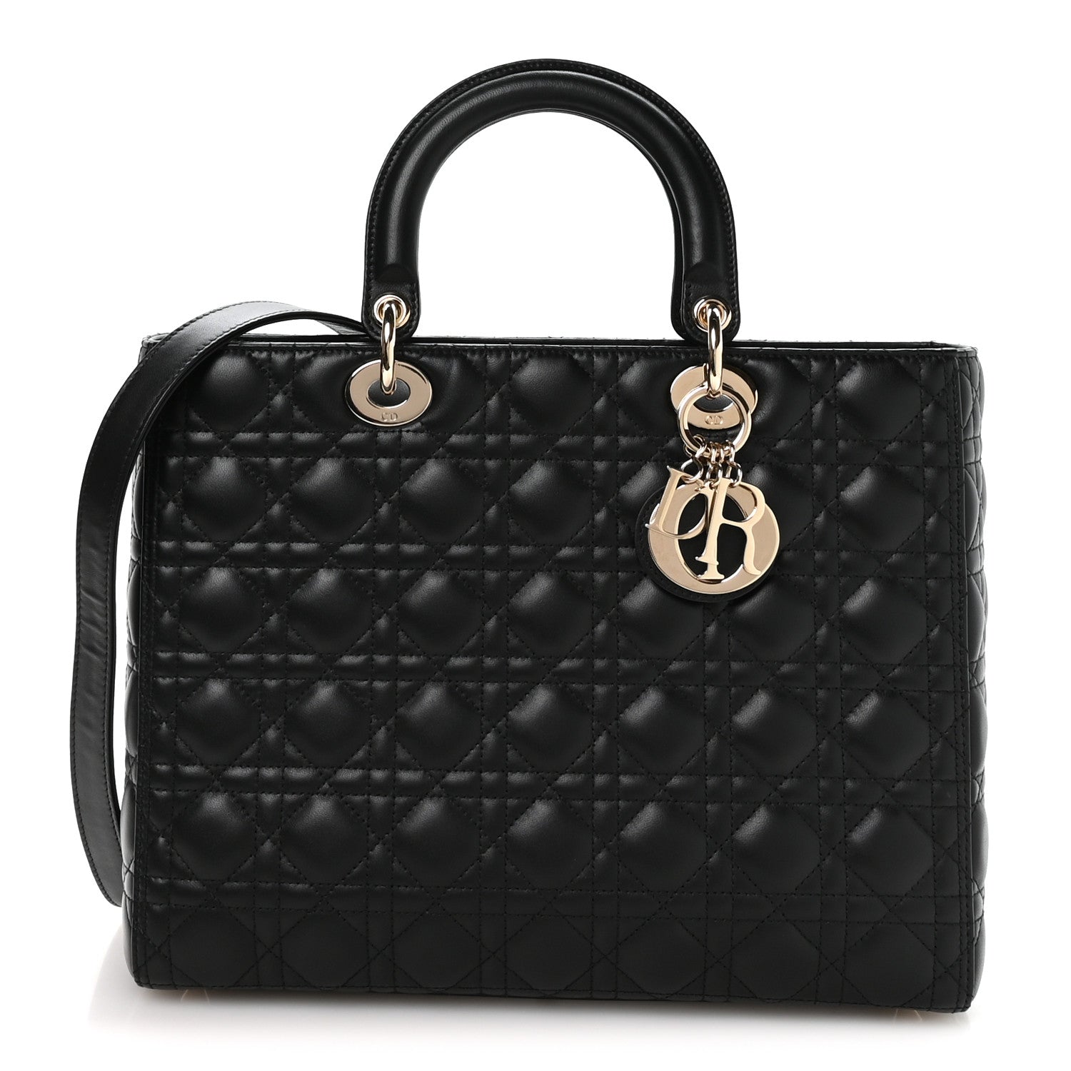 Christian Dior Lambskin Cannage Large Lady Dior Black 1 of 10