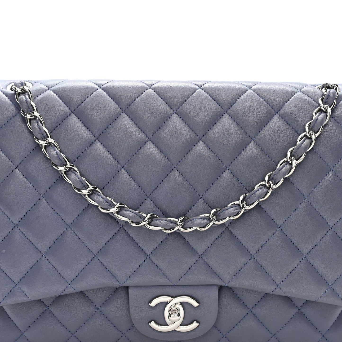 Lambskin Quilted Maxi Double Flap Purple
