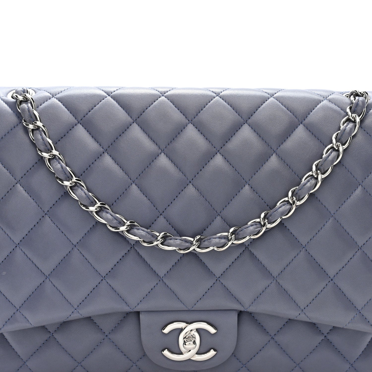 Chanel Lambskin Quilted Maxi Double Flap Purple 7 of 9