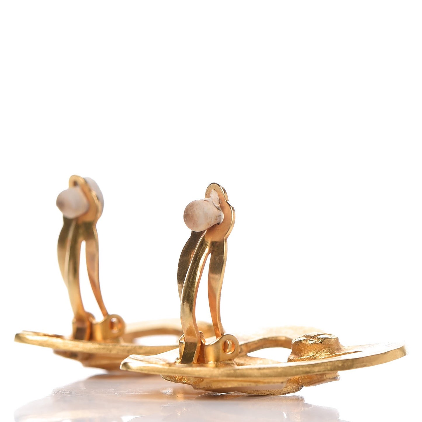 CC Heart Clip On Earrings Gold
