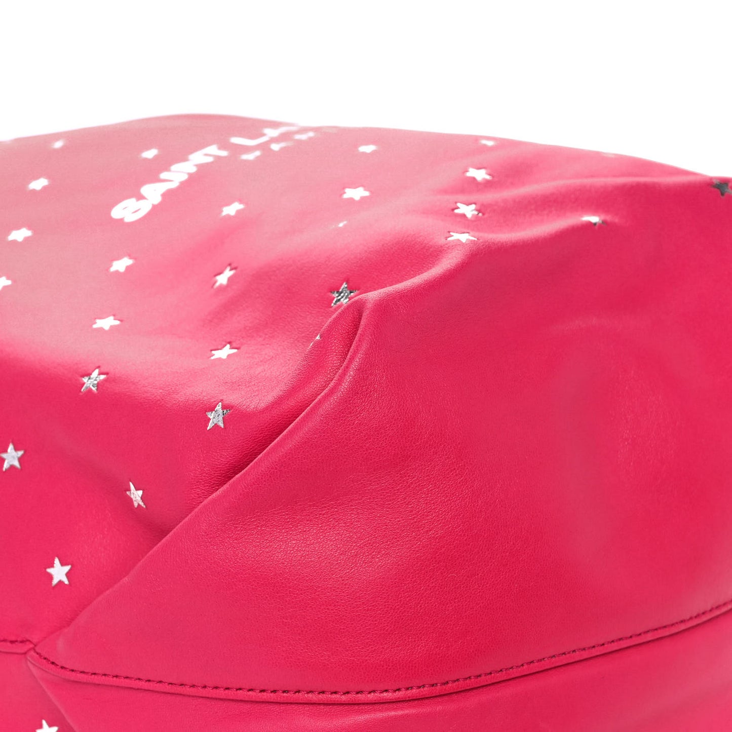 Lambskin Star Printed Teddy Drawstring Bag Fuchsia