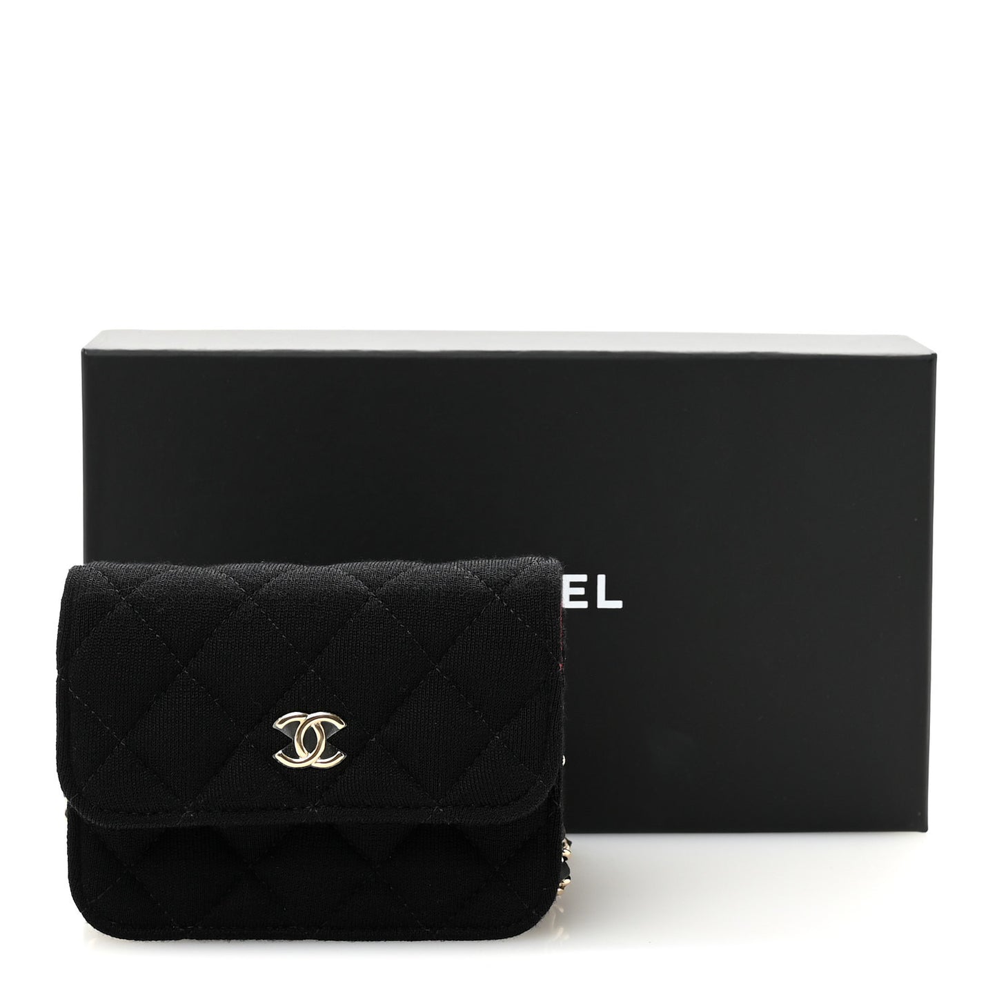 Jersey Quilted Mini VIP Clutch With Chain Black