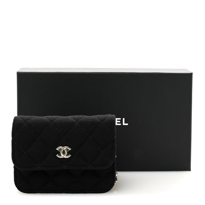 Chanel Jersey Quilted Mini VIP Clutch With Chain Black 11 of 11