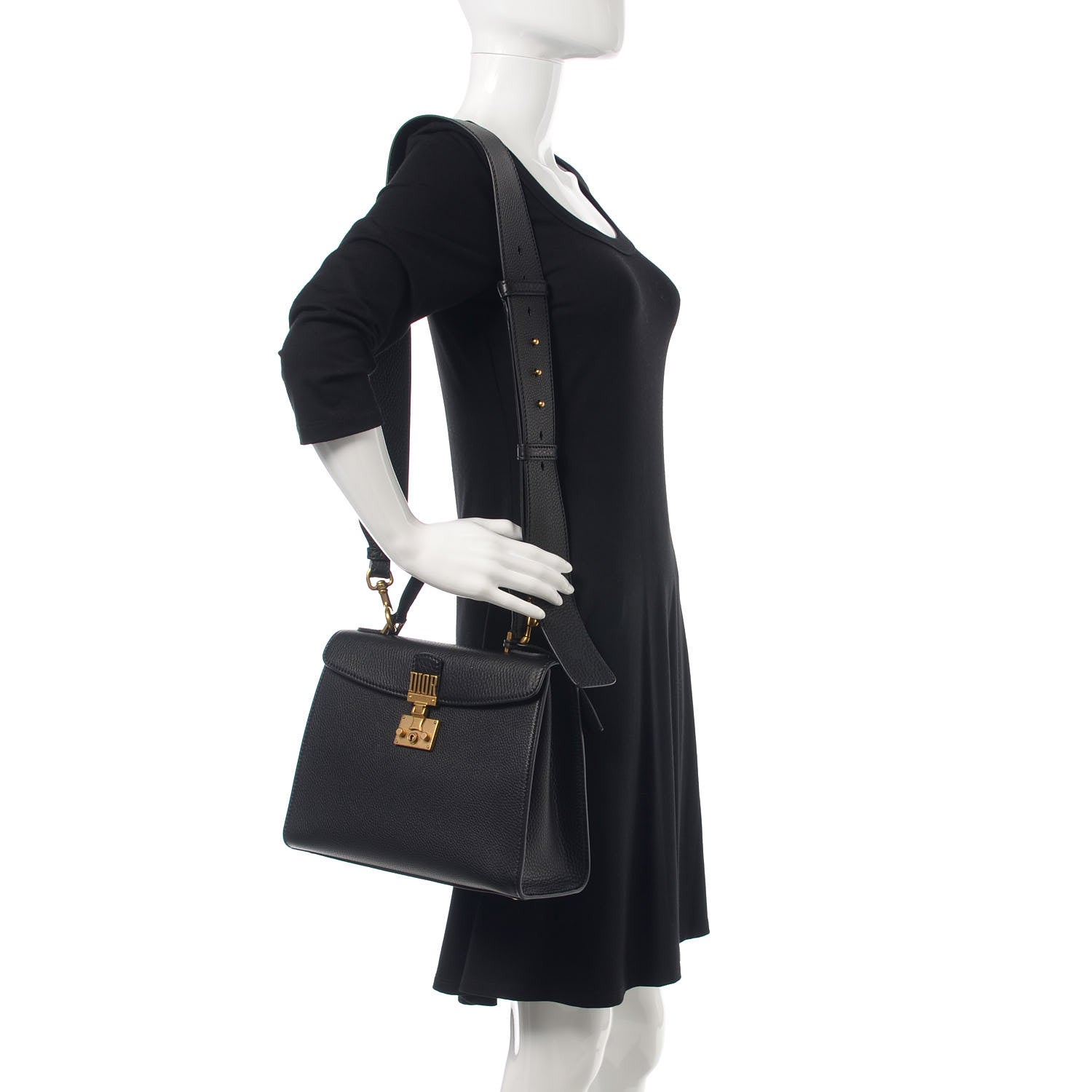Christian Dior Calfskin Dioraddict Top Handle Black 2 of 9