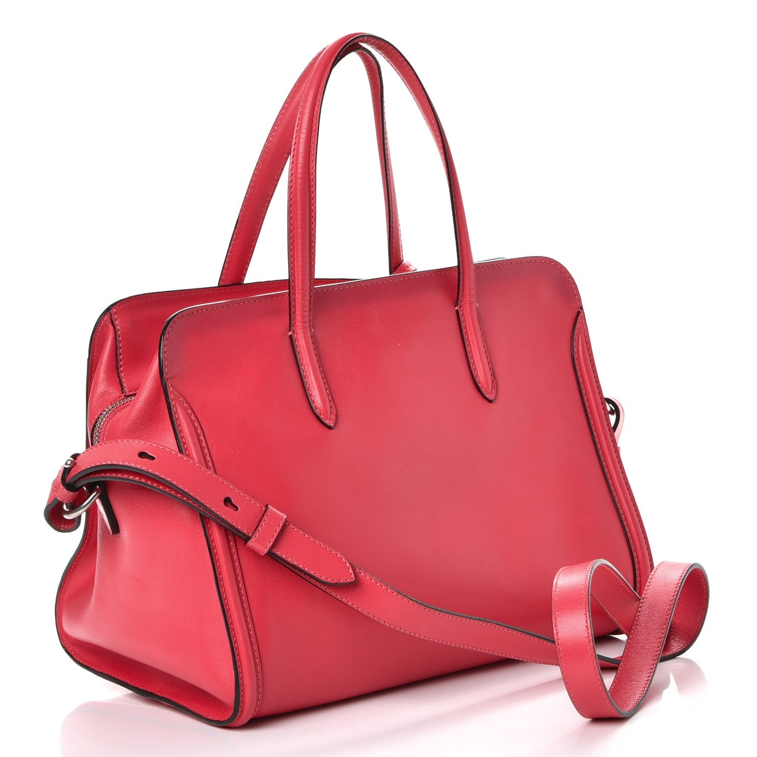 Alexander McQueen Pebbled Calfskin Small Skull Padlock Zip Around Tote Pink 3 of 8