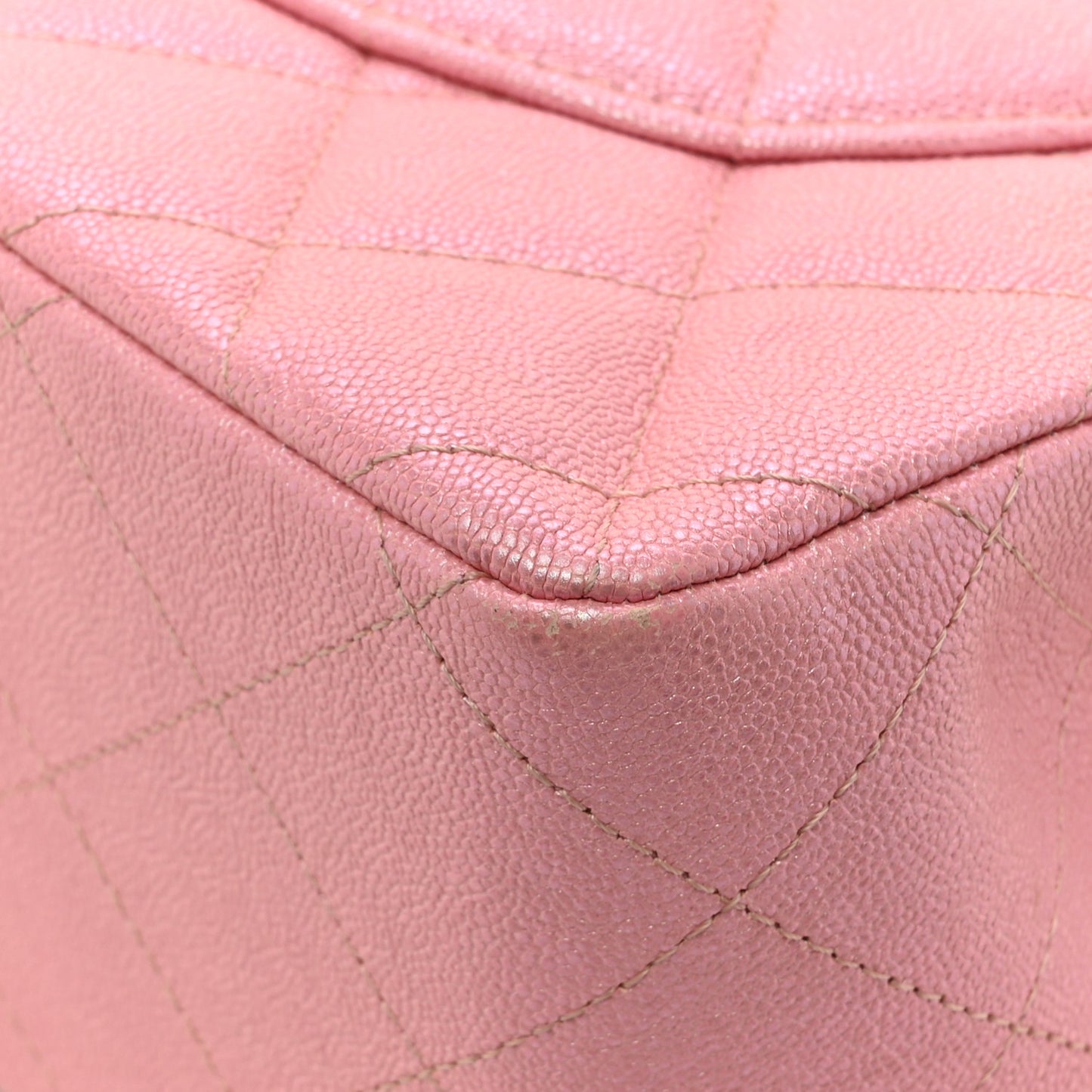 Iridescent Caviar Quilted Jumbo Double Flap Rose Pink