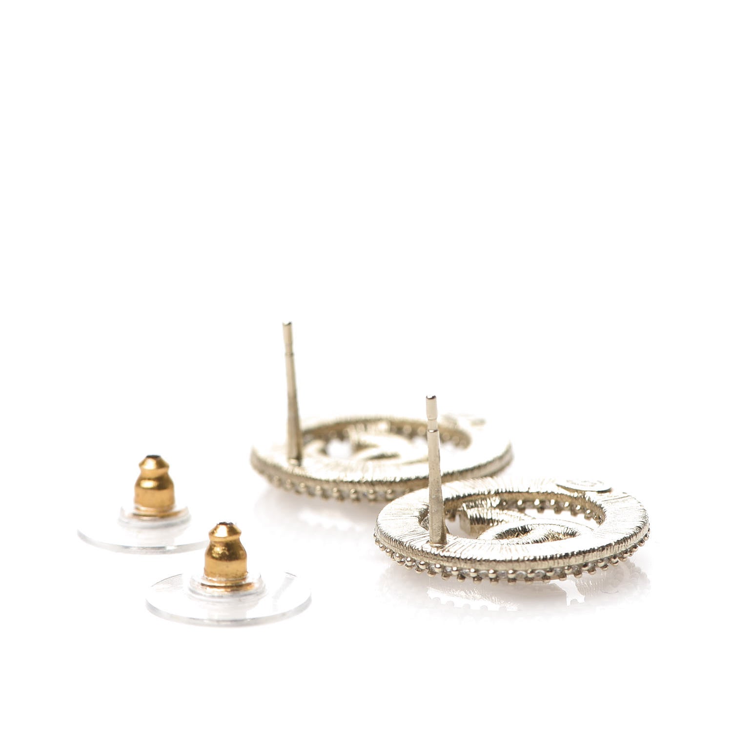 Chanel Crystal CC Vendome Round Earrings Gold 3 of 5