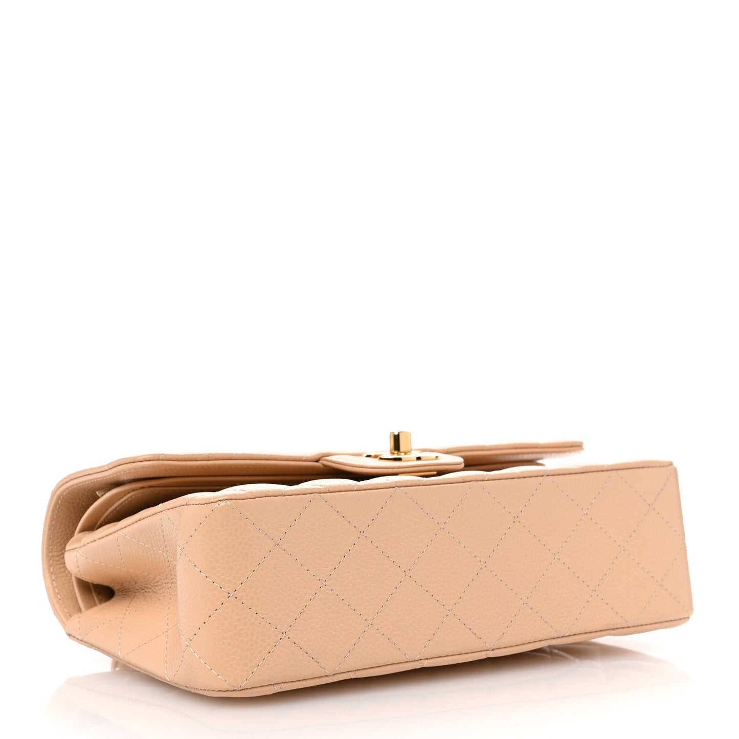 Caviar Quilted Small Double Flap Dark Beige