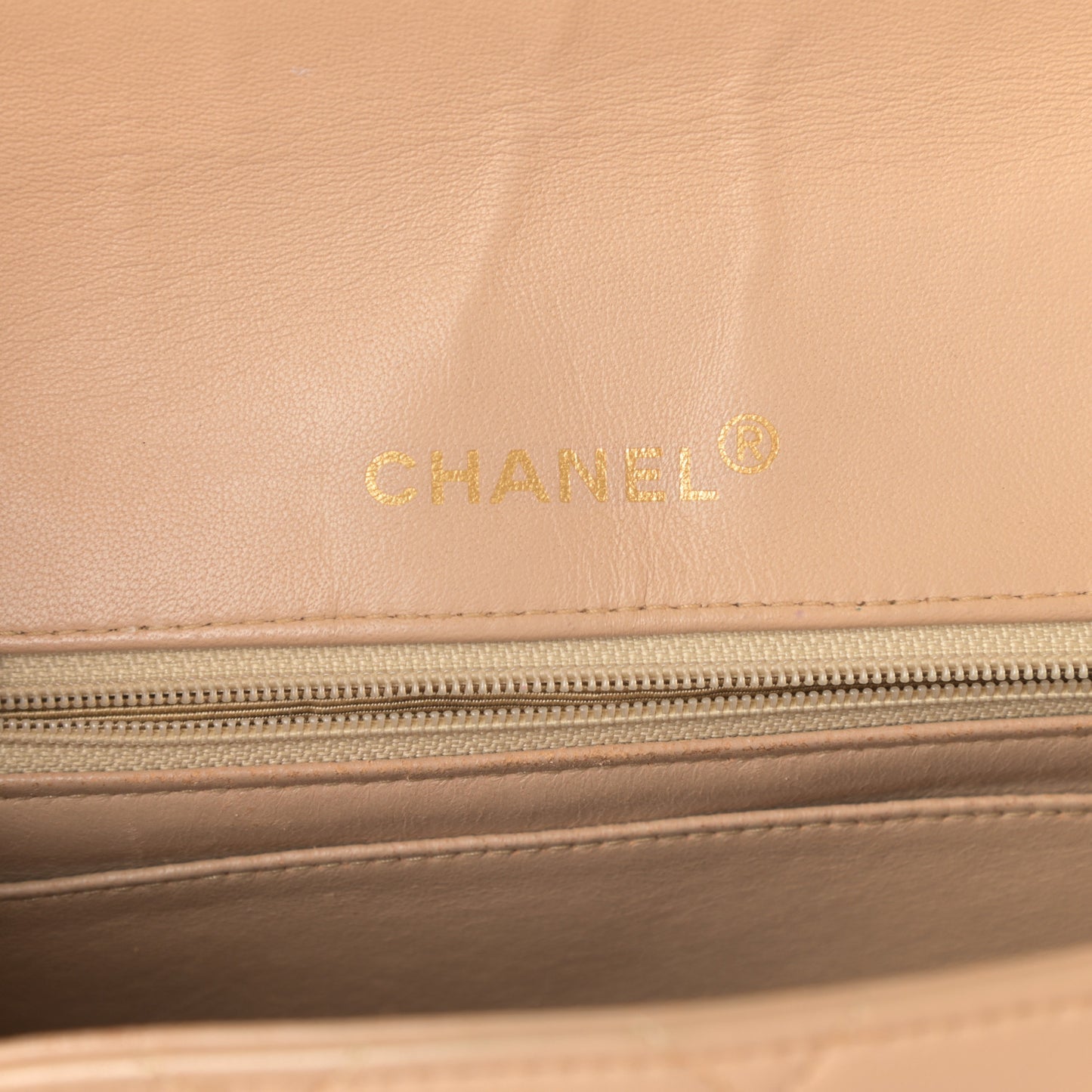 Lambskin Quilted Medium Single Flap Beige