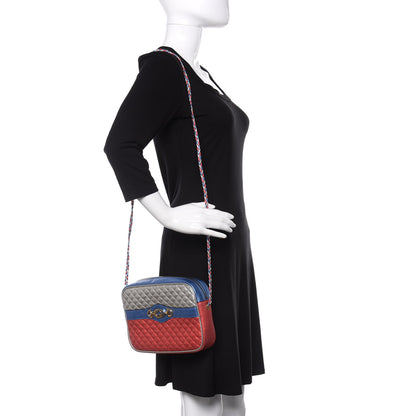 Gucci Laminated Nappa Trapuntata Small Zumi Shoulder Bag Rosso Marine Argento 2 of 9