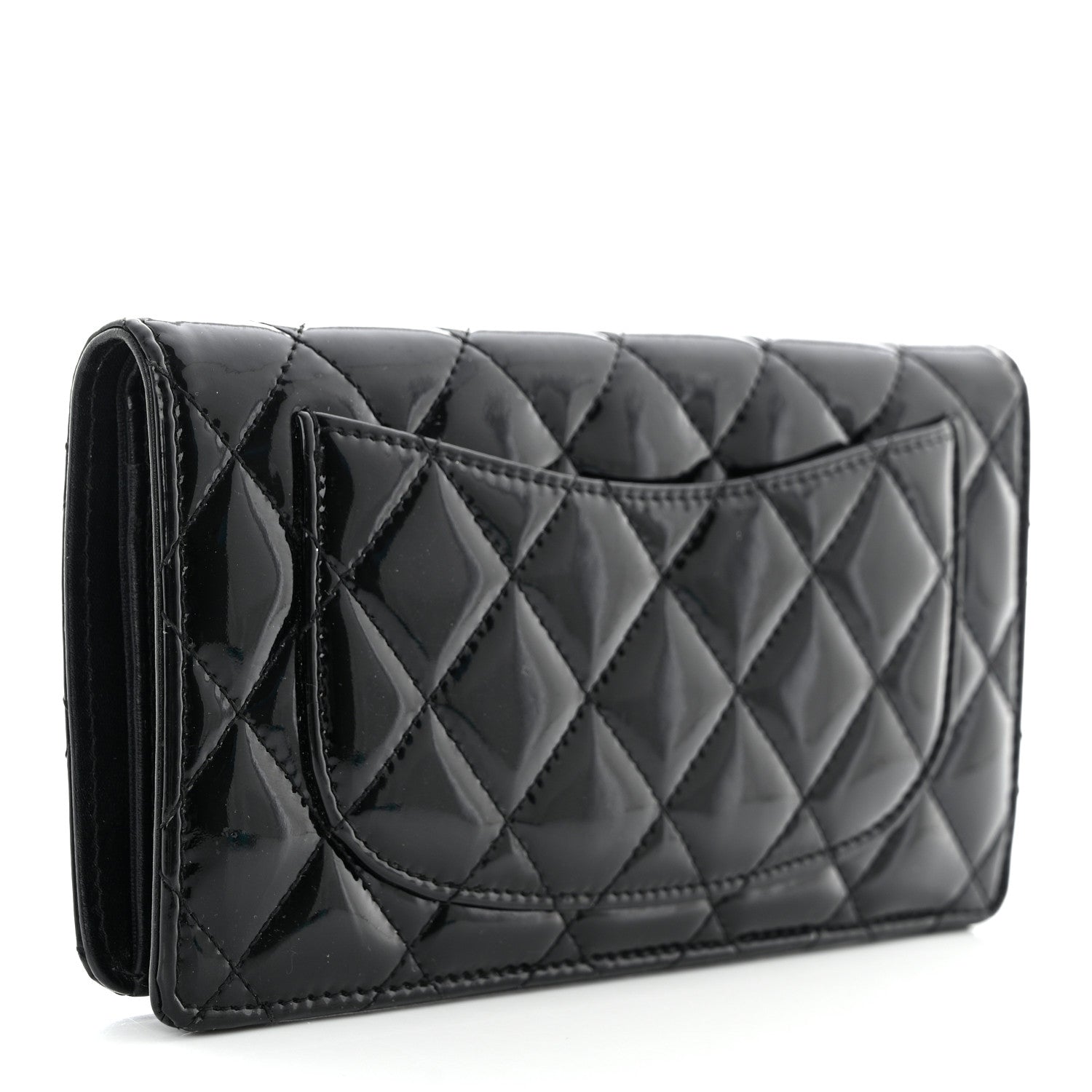 Chanel Patent Calfskin Quilted Yen Wallet So Black 3 of 14