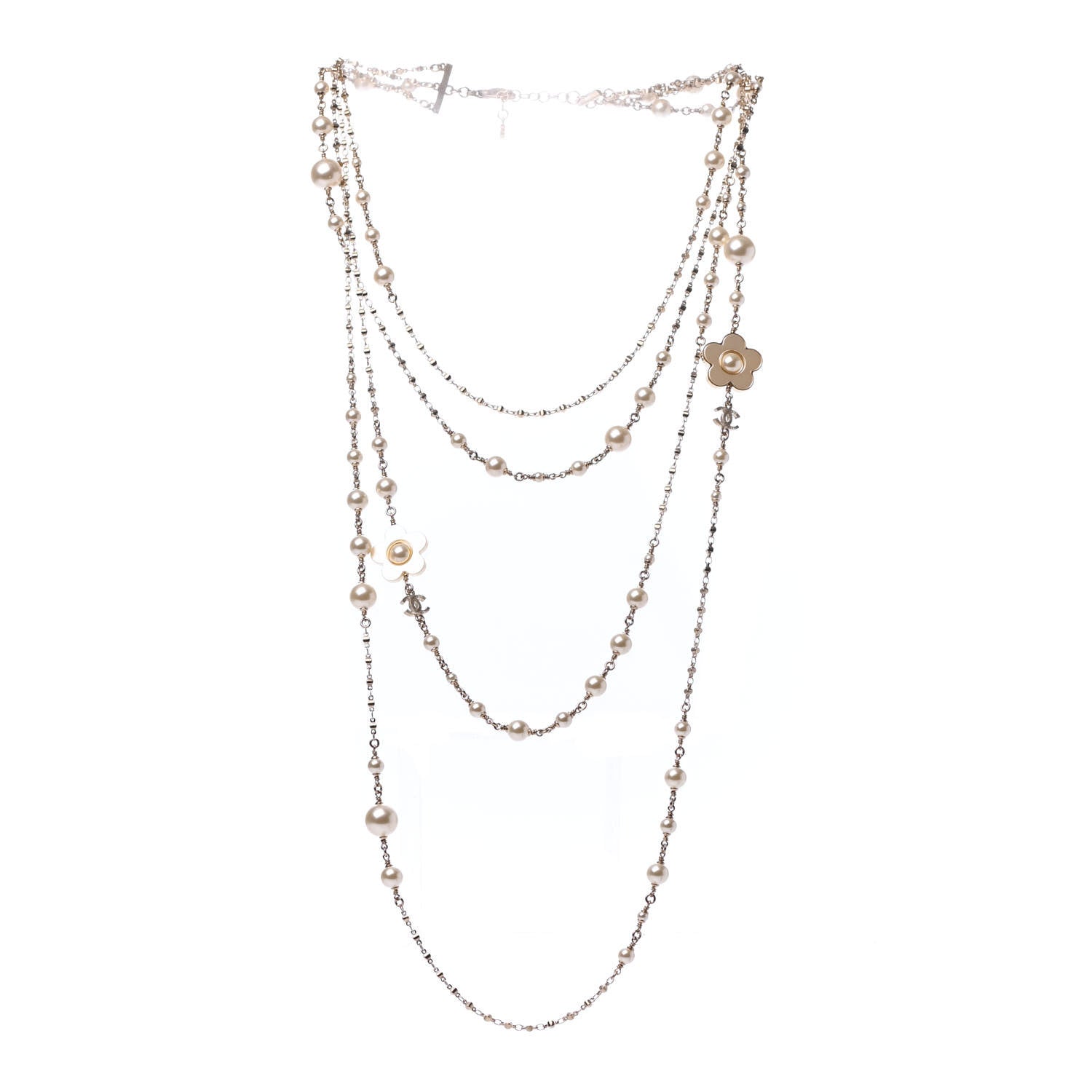 Chanel Pearl Flower CC Necklace Gold 2 of 4