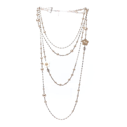 Chanel Pearl Flower CC Necklace Gold 2 of 4