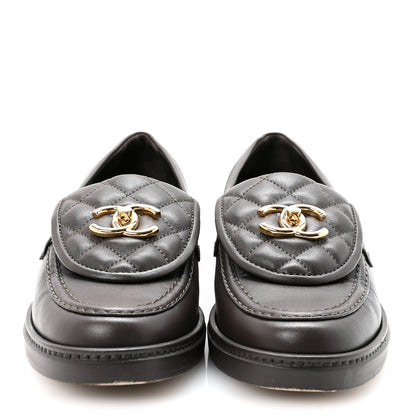 Chanel Lambskin Quilted CC Turnlock Loafers 36 Dark Brown 3 of 10