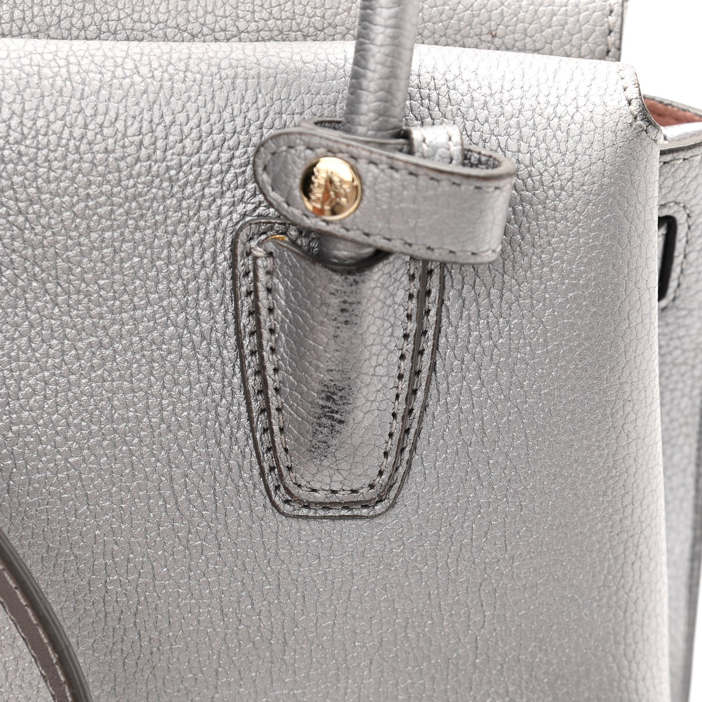 Metallic Grained Calfskin Mini Milla Tote Spike Silver