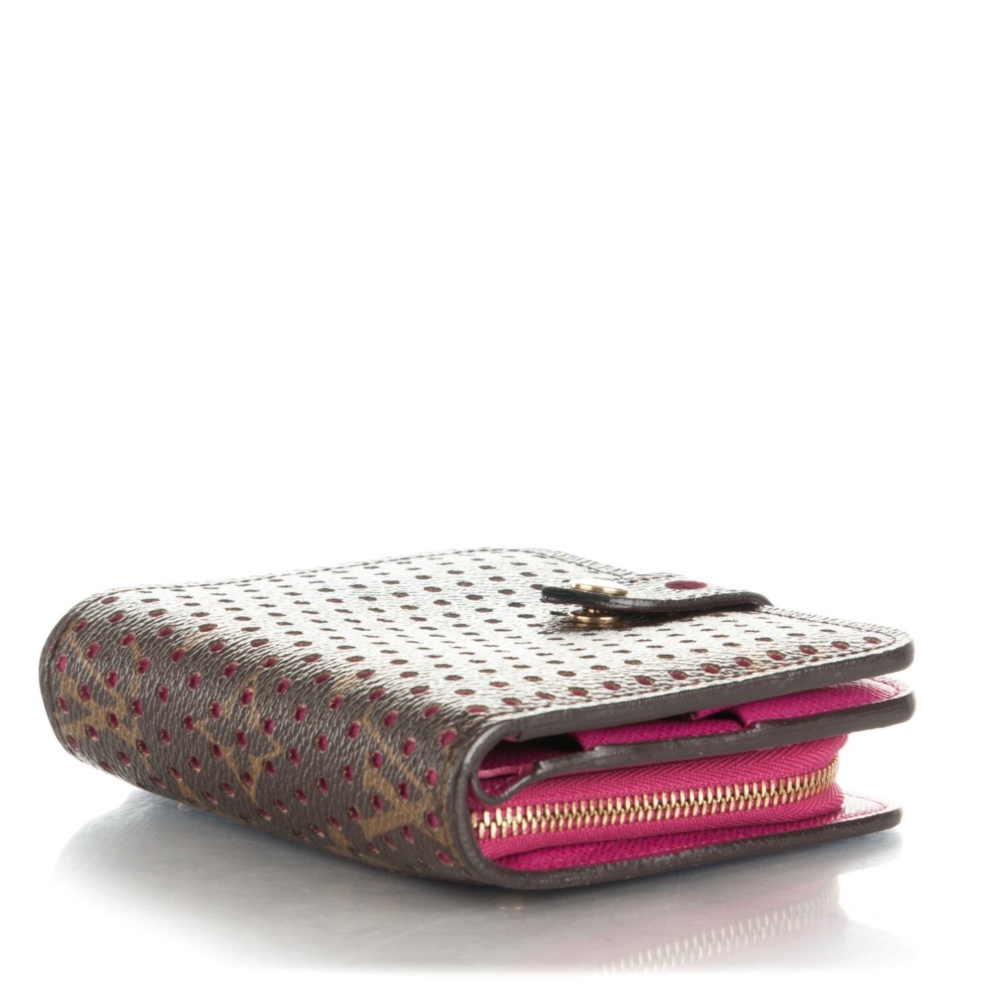 Monogram Perforated Compact Zipped Wallet Fuchsia