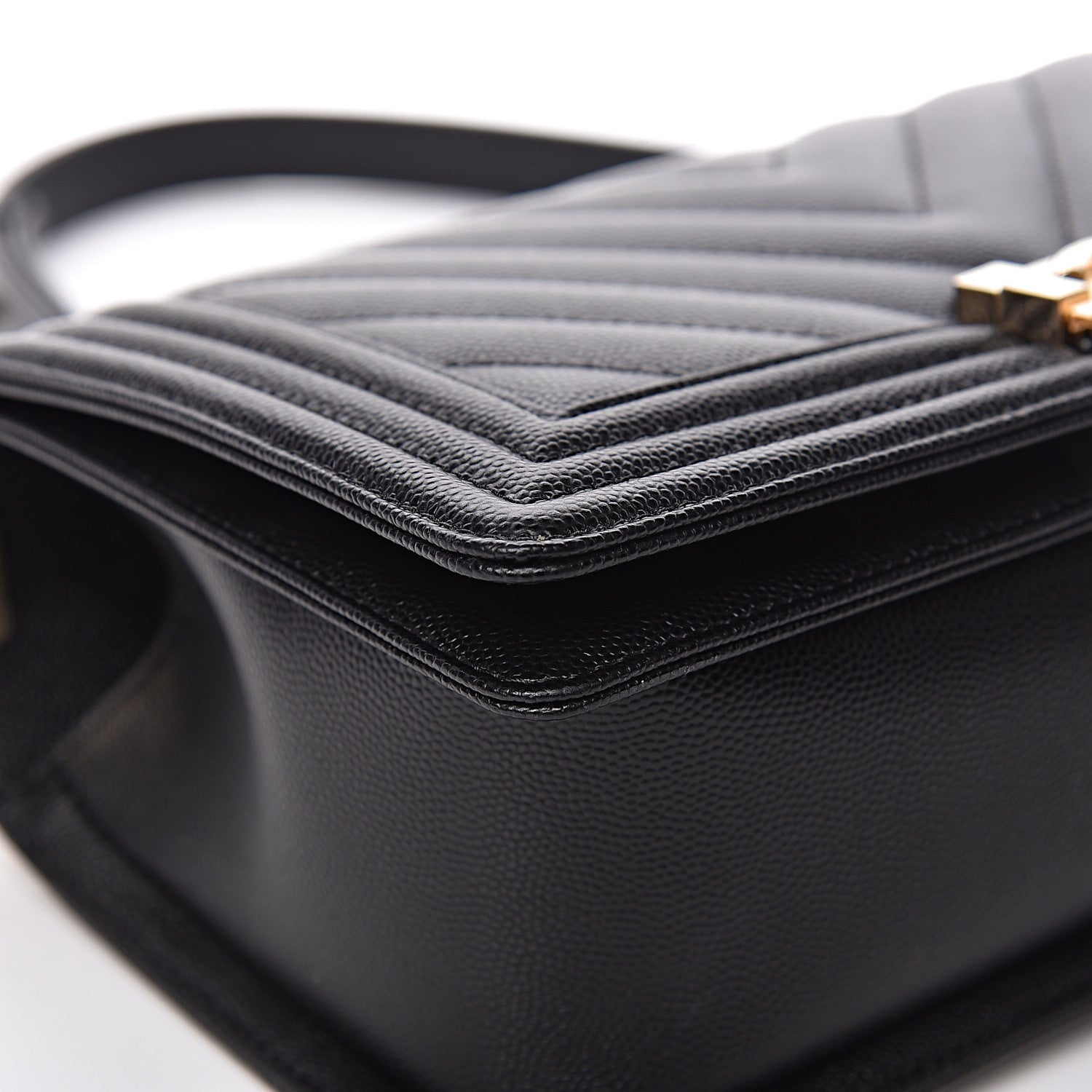 Chanel Caviar Chevron Quilted Medium Boy Flap Black 10 of 12