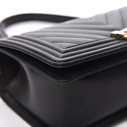 Chanel Caviar Chevron Quilted Medium Boy Flap Black 10 of 12