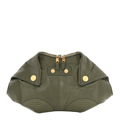 Alexander McQueen Calfskin Studded De Manta Clutch Green 1 of 7
