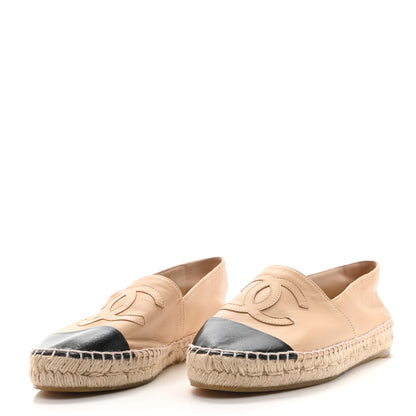 Chanel Lambskin CC Espadrilles 38 Beige Black 3 of 9