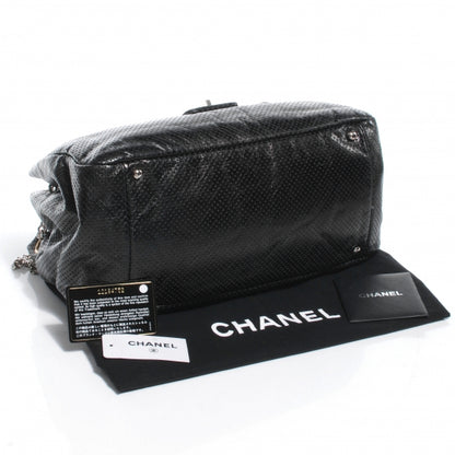 Chanel Metallic Calfskin Perforated Large Drill Accordion Flap Black 4 of 7