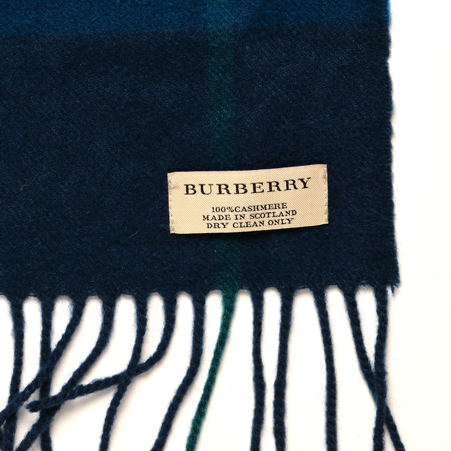 Cashmere Classic Giant Check Fringe Scarf Blue