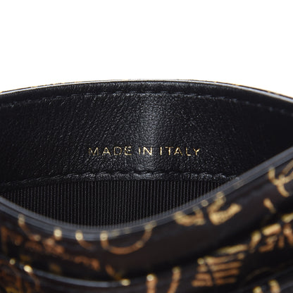 Chanel Calfskin Crocodile Embossed Graffiti 2.55 Cocodile Reissue Card Holder Black Gold 6 of 9