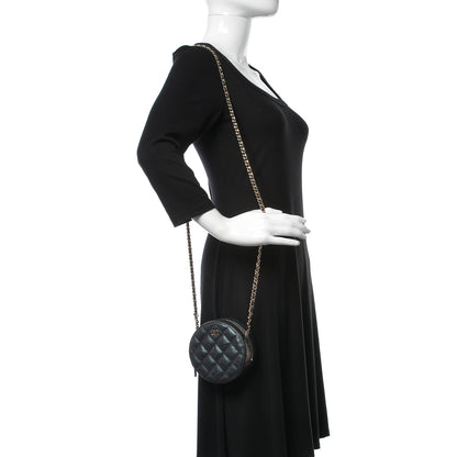 Chanel Iridescent Caviar Quilted Round Clutch With Chain Black 2 of 8