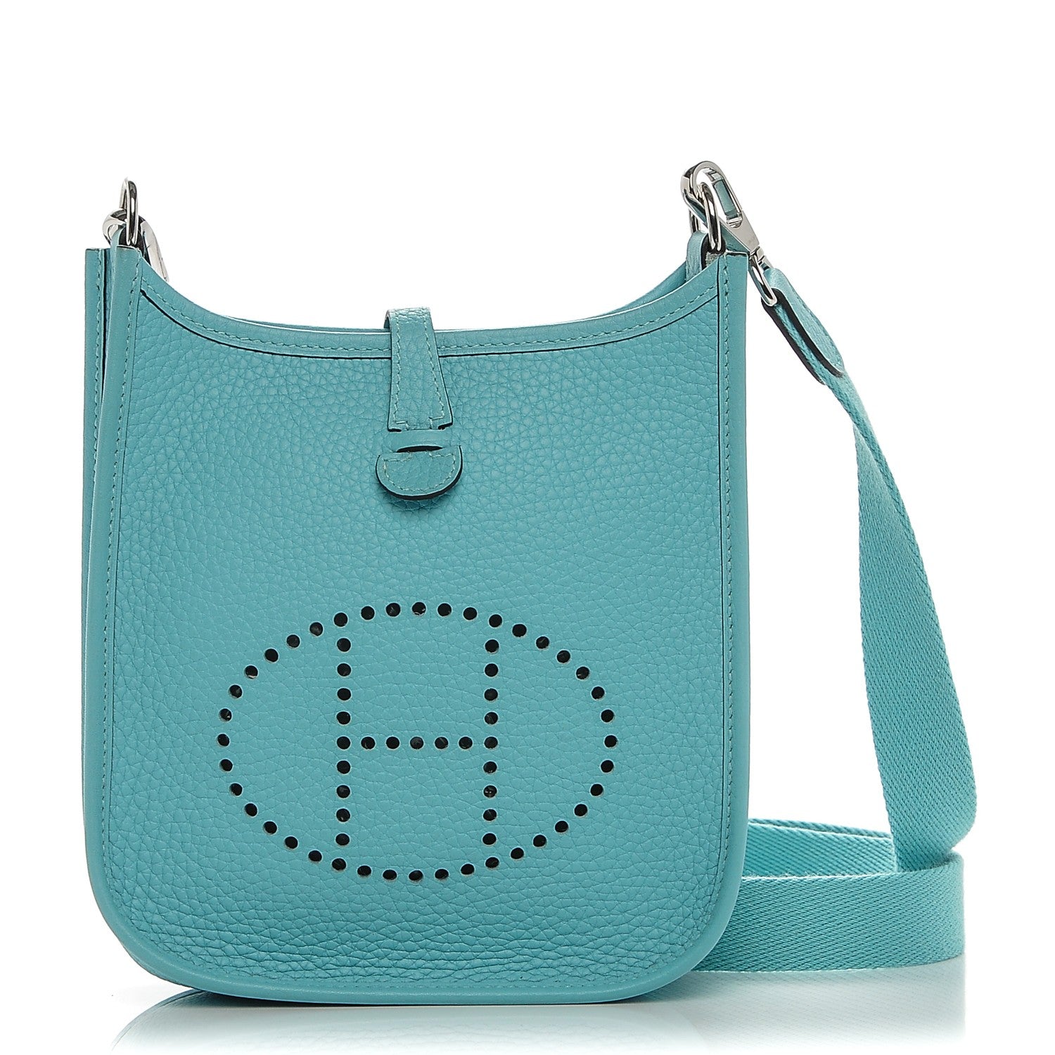 Hermes Taurillon Clemence Evelyne TPM Bleu Atoll 1 of 8