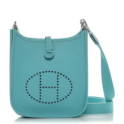 Hermes Taurillon Clemence Evelyne TPM Bleu Atoll 1 of 8