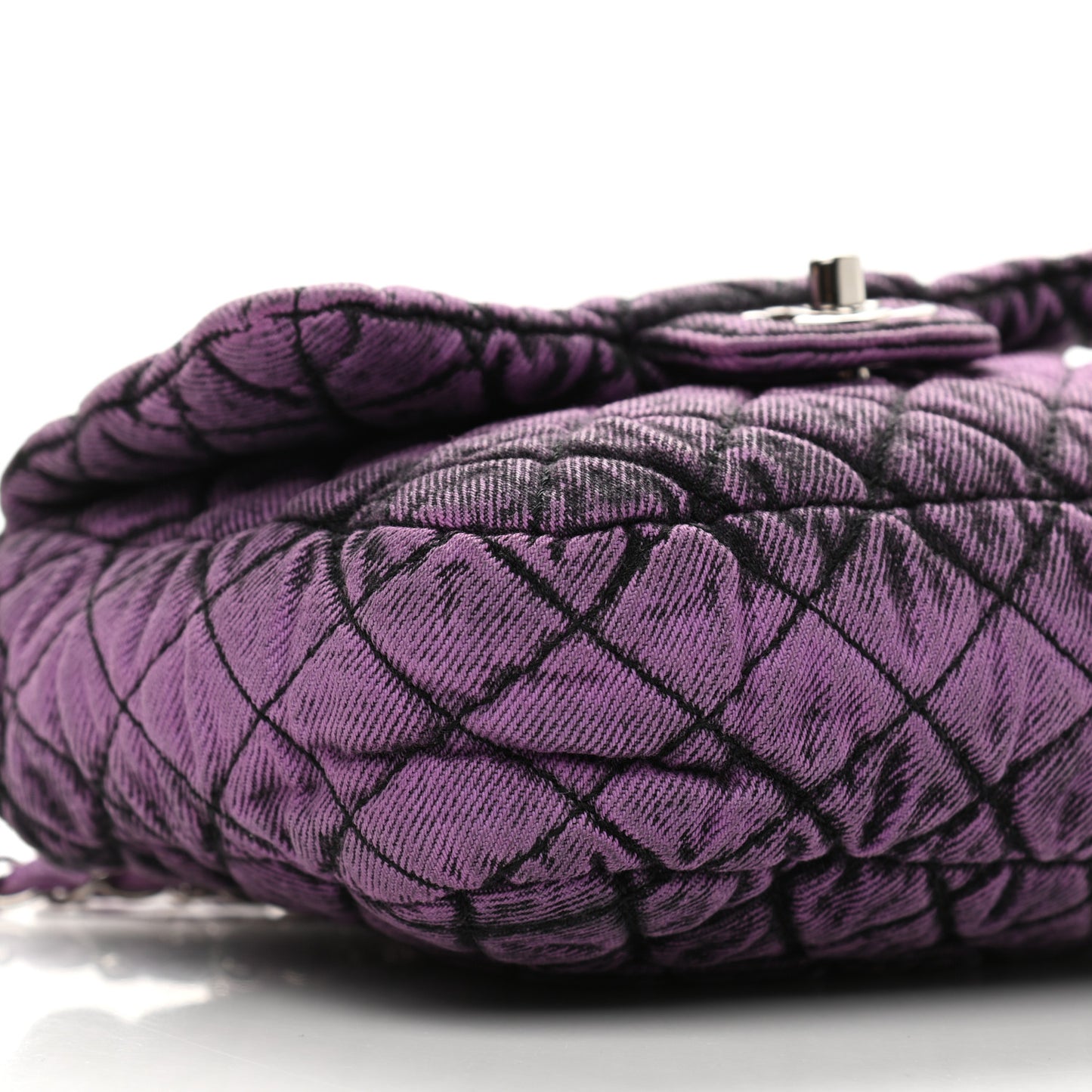 Washed Denim Quilted Small Denimpression Flap Violet Purple Black