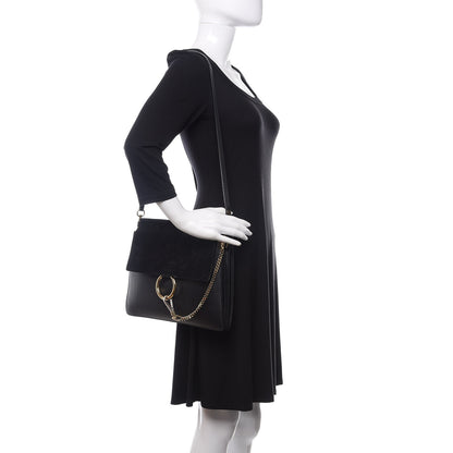 Chloe Suede Calfskin Medium Faye Shoulder Bag Black 2 of 13