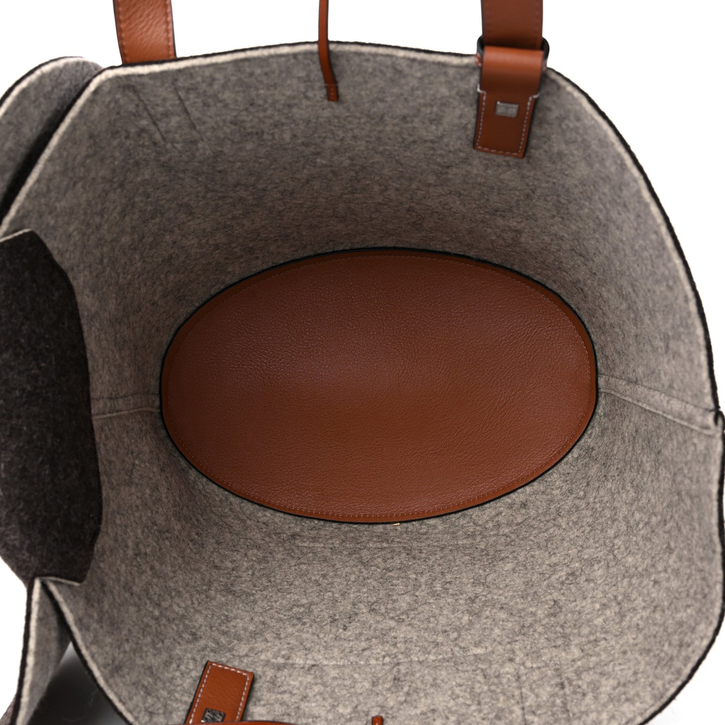 Calfskin Felt Elephant Basket Tote Brown Beige