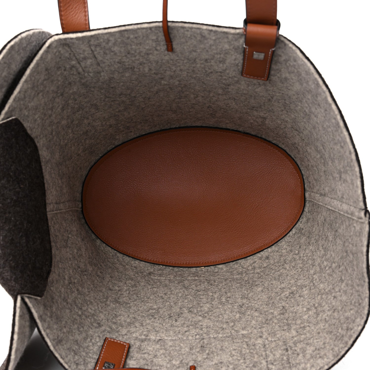 Loewe Calfskin Felt Elephant Basket Tote Brown Beige 5 of 8