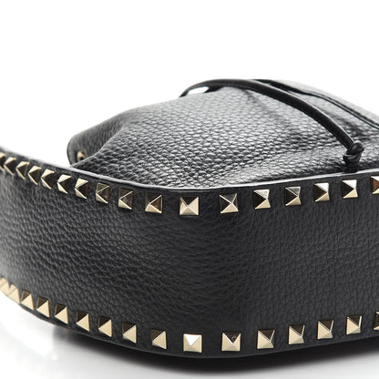 Valentino Garavani Grained Calfskin Rockstud Bucket Bag Black 7 of 9