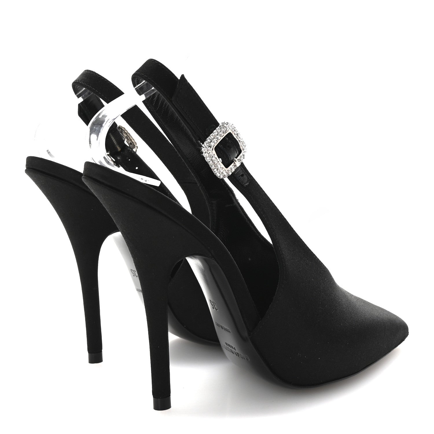 Saint Laurent Silk Satin Yasmeen 115 Slingback Pumps 35 Black 5 of 10