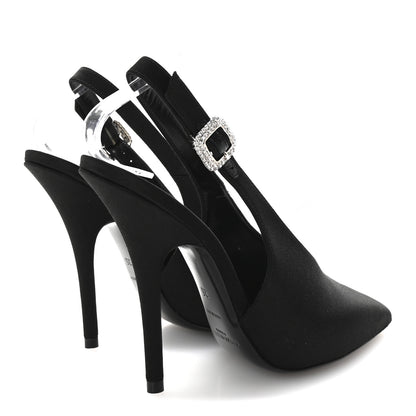 Saint Laurent Silk Satin Yasmeen 115 Slingback Pumps 35 Black 5 of 10