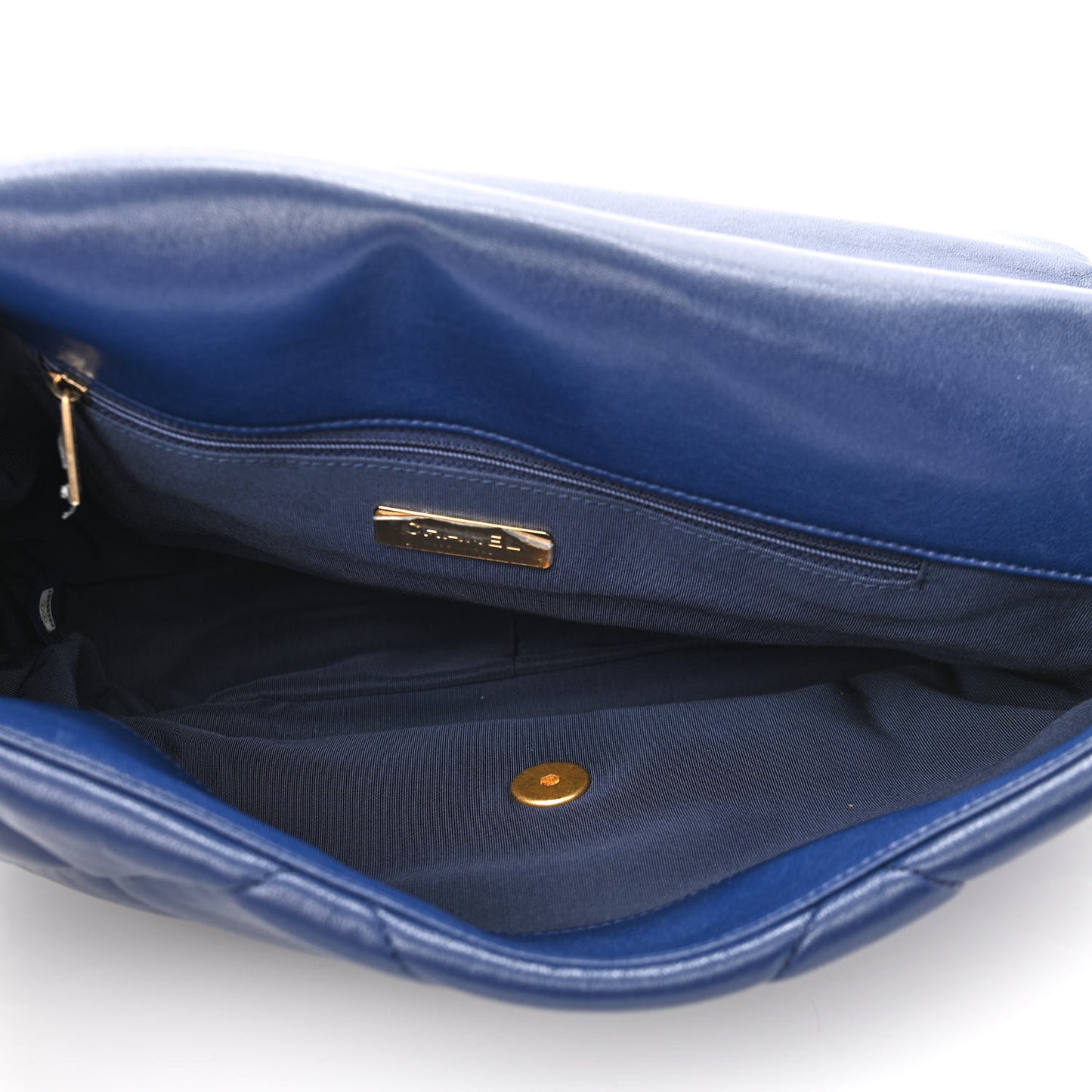 Goatskin Quilted Maxi Chanel 19 Flap Blue