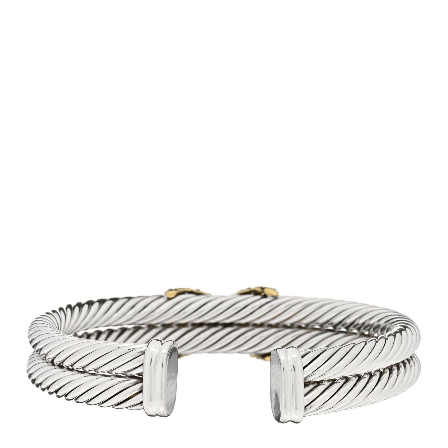 Sterling Silver 18K Gold Diamond X Double Cable Bracelet