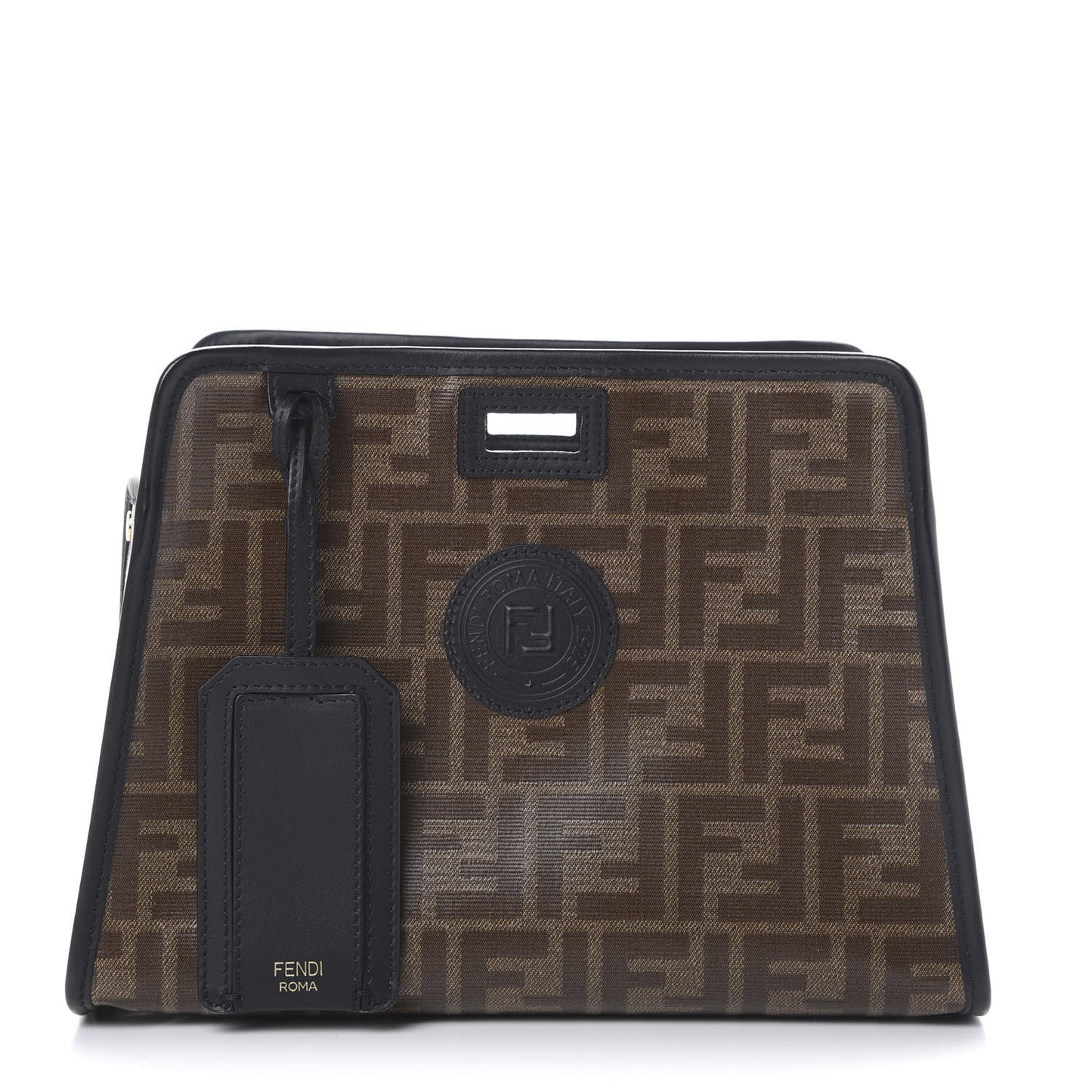 Glazed Fabric Vitello Century FF 1974 Stamp Patch Mini Peekaboo Defender Cover Mogano Panna Black