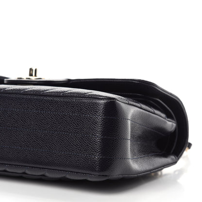 Chanel Caviar Chevron Quilted Small Double Flap Navy Blue 7 of 11