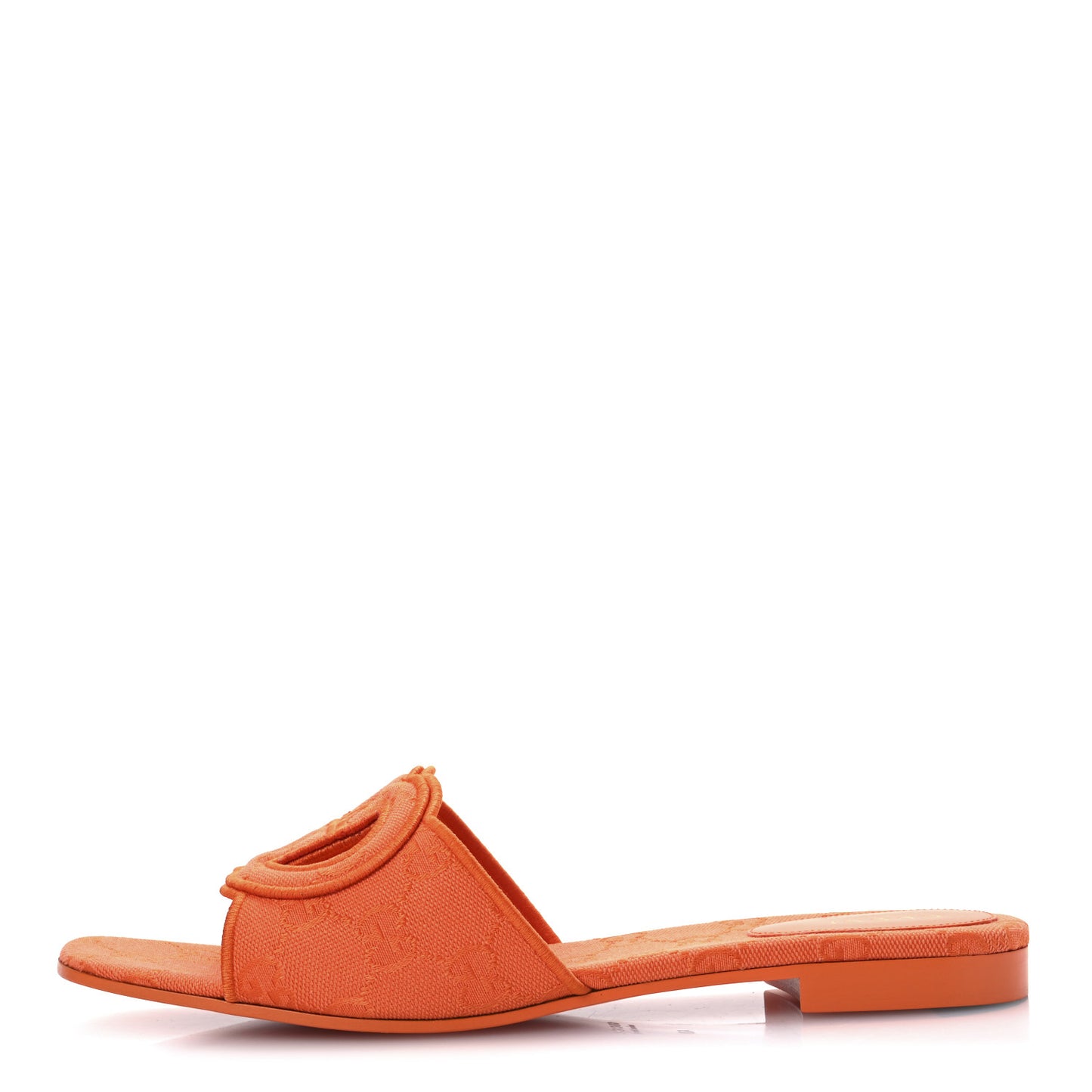 Canvas Interlocking G Cut Out Slide Sandals 40 Orange