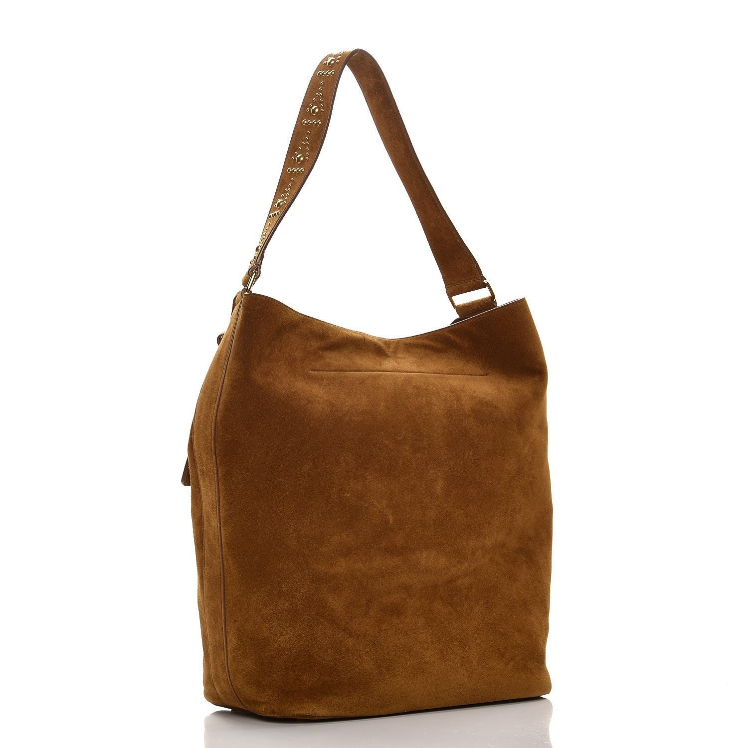 Saint Laurent Suede Studded Bucket Bag Light Ocre 3 of 12