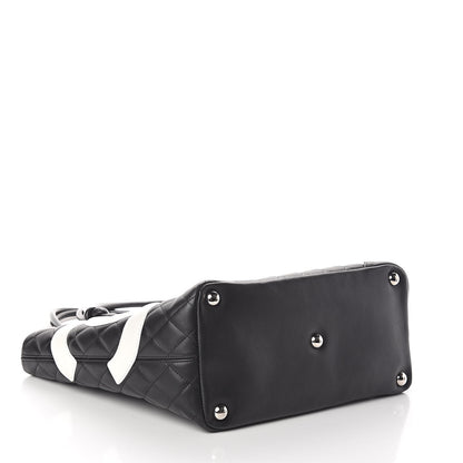 Chanel Calfskin Quilted Large Cambon Tote Black White 4 of 10